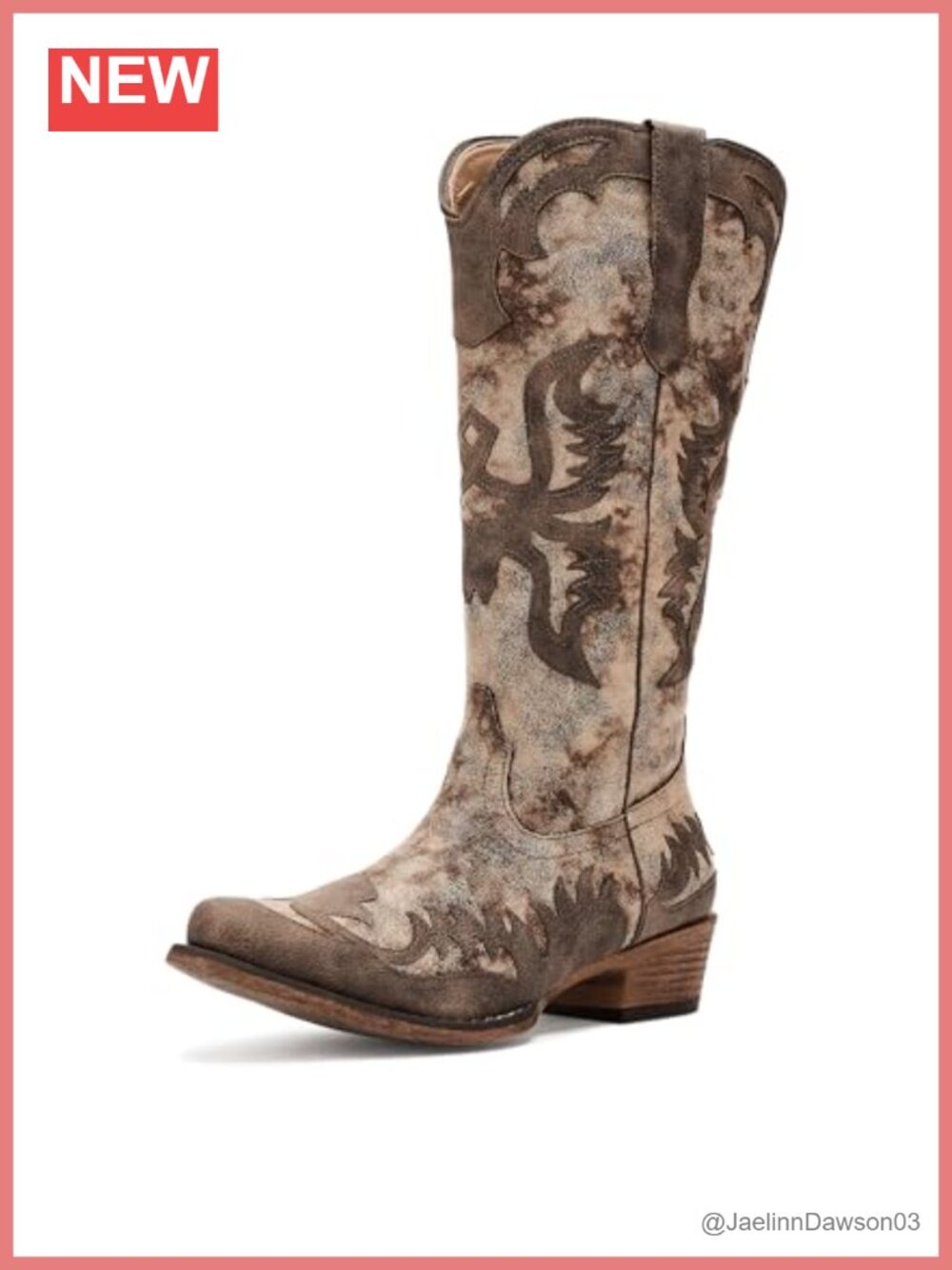 Women's Knee-High Snip Toe Boots Low Heel Eagle Overlay Zip